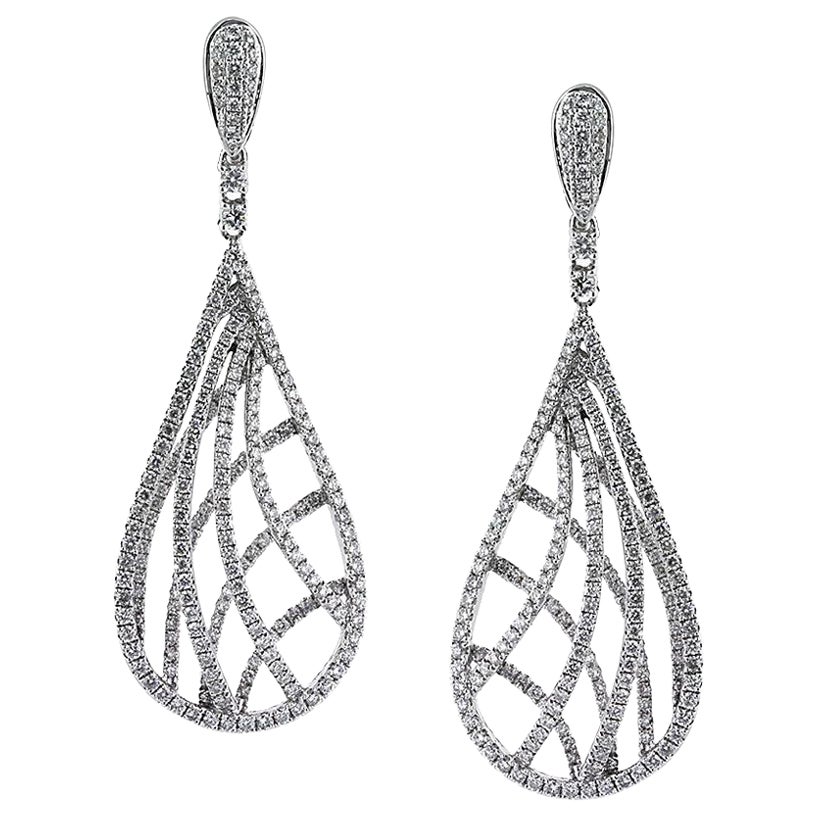 2.60ct Round Brilliant Cut Diamond Teardrop Dangle Earrings