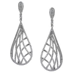 2.60ct Round Brilliant Cut Diamond Teardrop Dangle Earrings