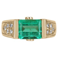 2.60tcw 14K East to West Colombian Emerald & Diamond Accent Ring