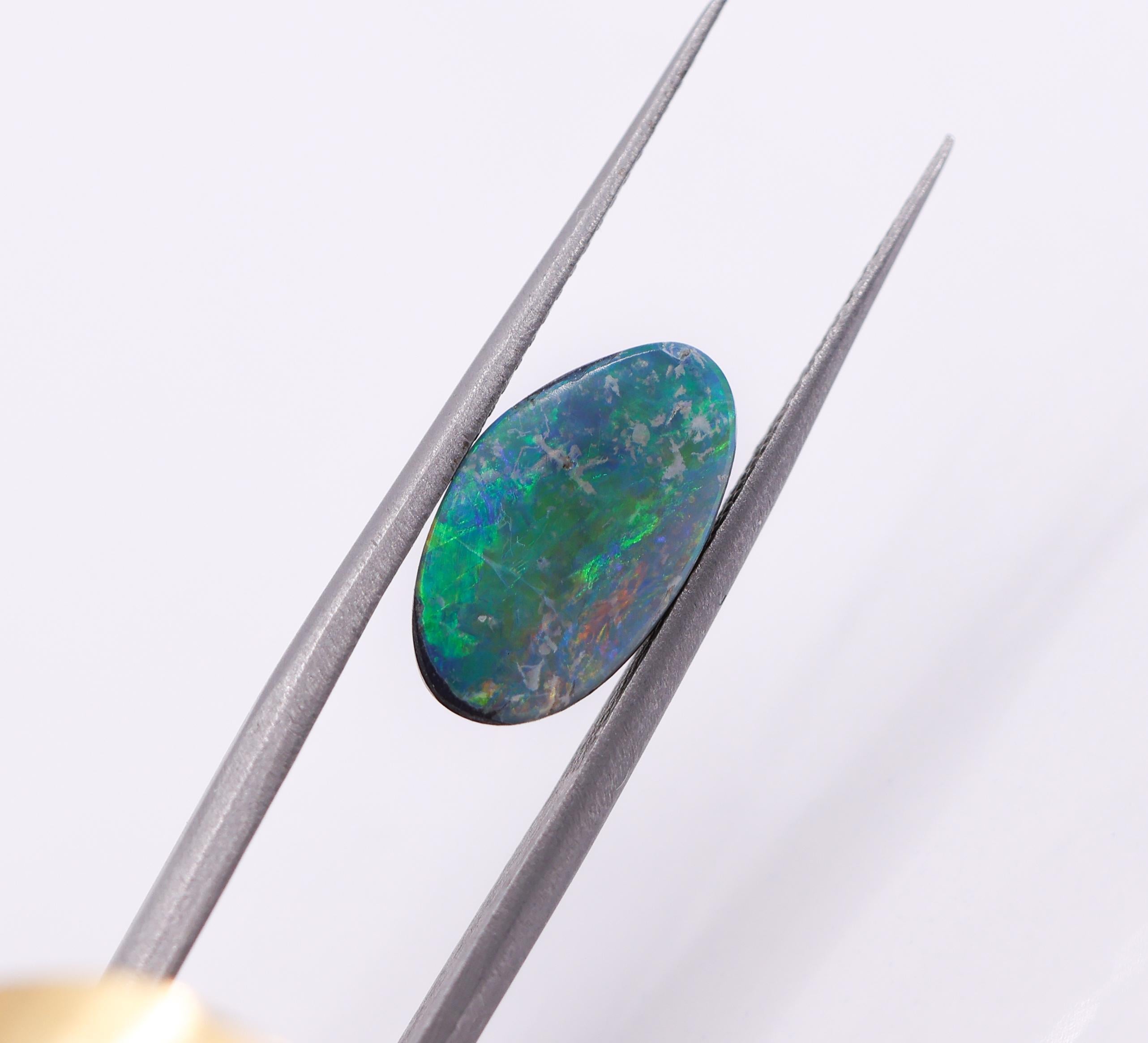 Presenting a 2.61 carat Australian boulder opal loose gemstone! Each piece is one-of-a-kind with patterns and colors as diverse as the Australian outback itself! 

Specifications

Stone: Boulder Opal
Shape: Oval
Treatment: None
Hardness: 5.5 -