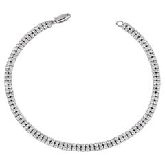 Bracelet « tennis » à double rangée de diamants naturels de 2,61 carats, en or blanc 14 carats