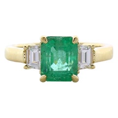 2.61 Carat Emerald Cut Emerald and Diamond Cocktail Ring in 18 Karat Gold