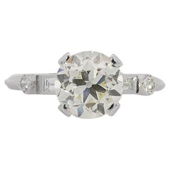 2.61 Karat European Cut M-N/VS1 Diamant Vintage Art Deco Verlobungsring, Vintage