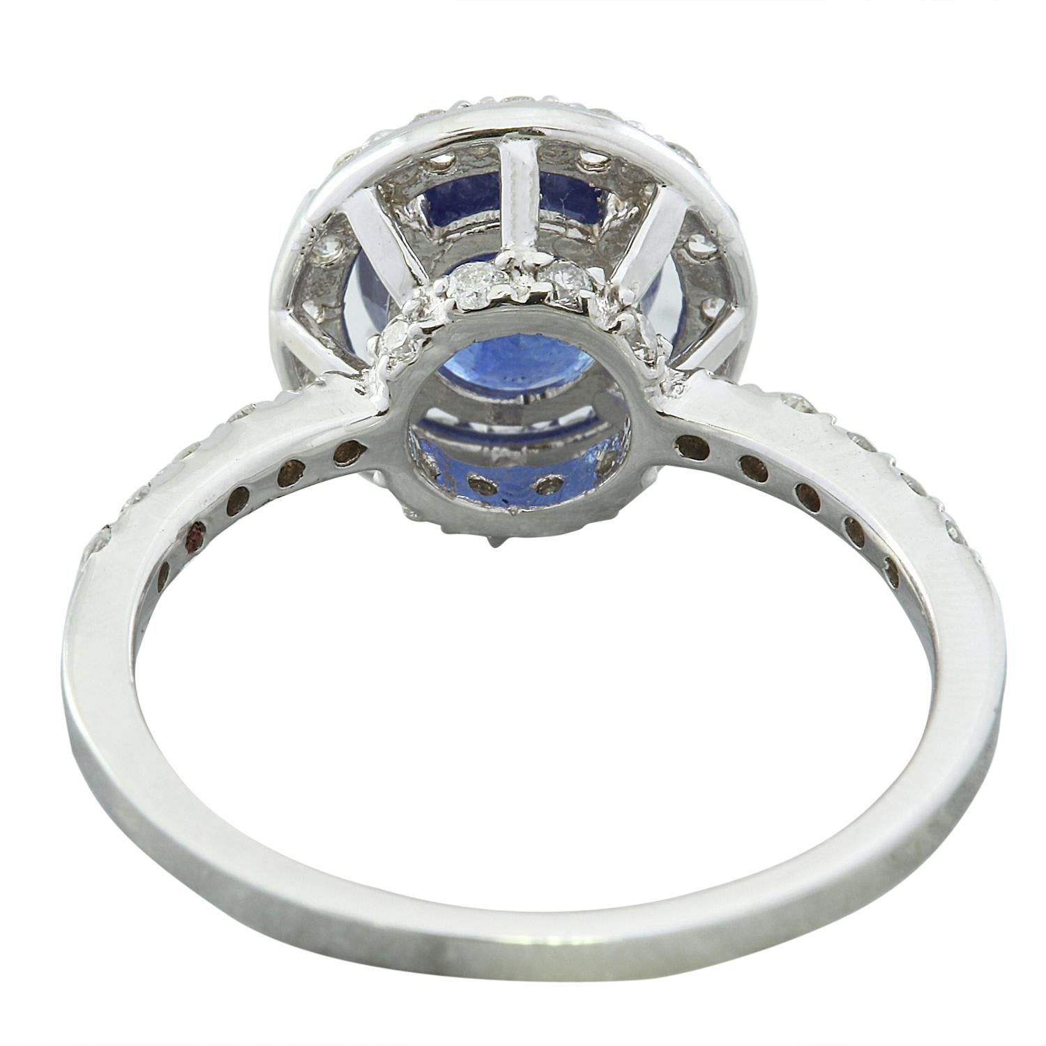 2.61 Carat Natural Sapphire 14 Karat Solid White Gold Diamond Ring In New Condition For Sale In Los Angeles, CA
