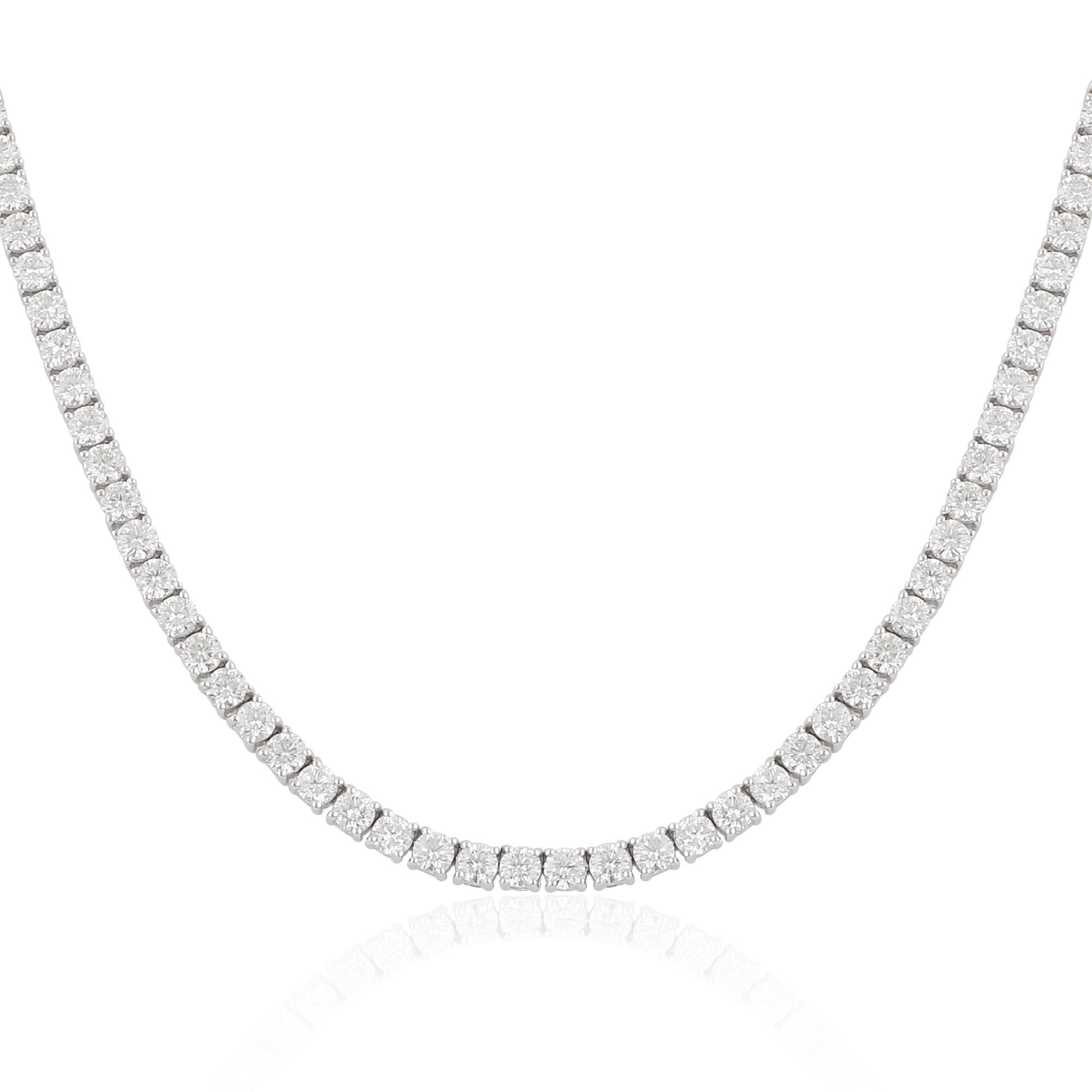18k White Gold 26.1 Carat Round Cut Natural Diamond Tennis Necklace Chain In New Condition For Sale In Diera, Dubai