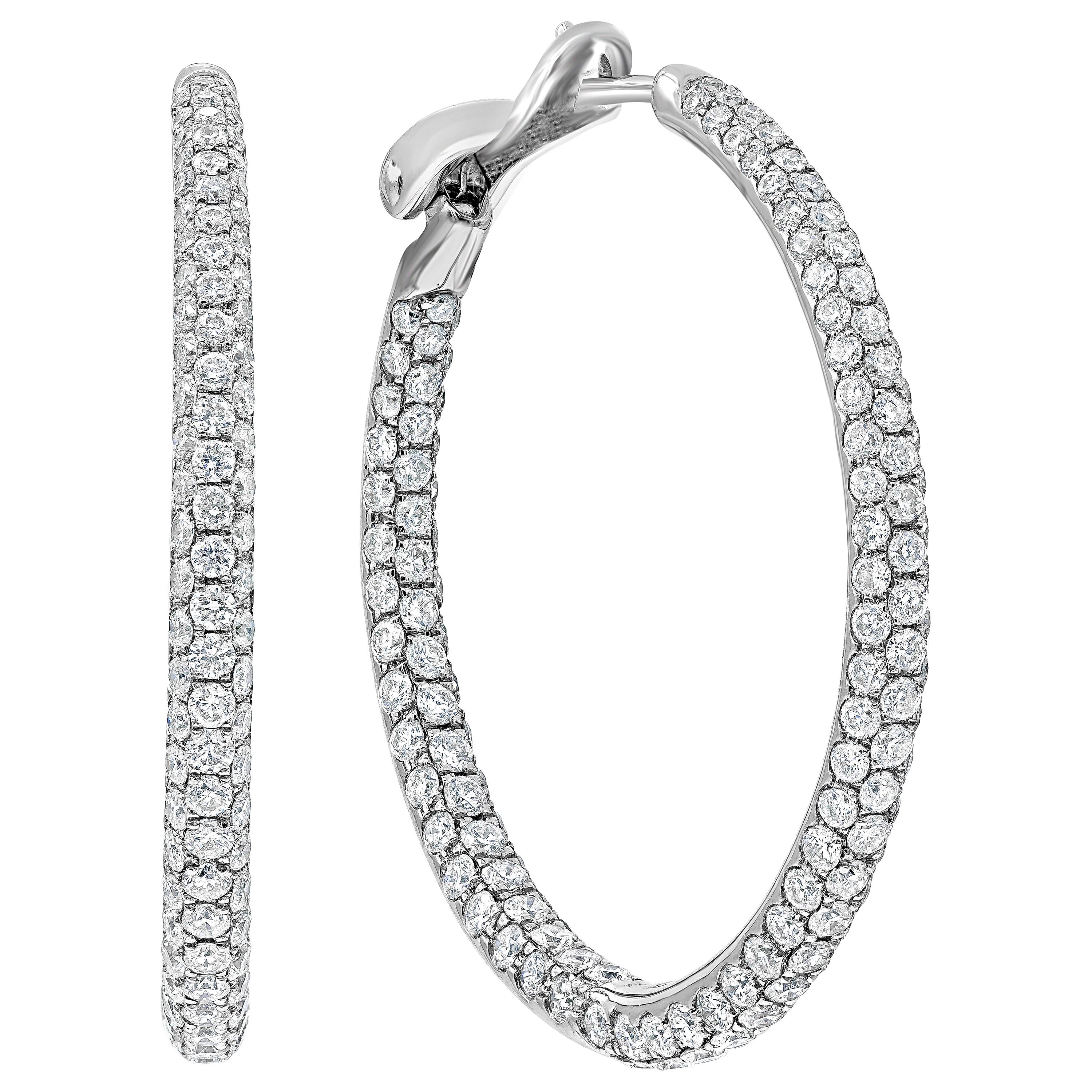Roman Malakov 2.61 Carats Total Brilliant Round Diamond Micro-Pave Hoop Earrings For Sale