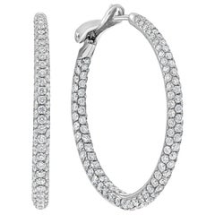 Roman Malakov 2.61 Carats Total Brilliant Round Diamond Micro-Pave Hoop Earrings