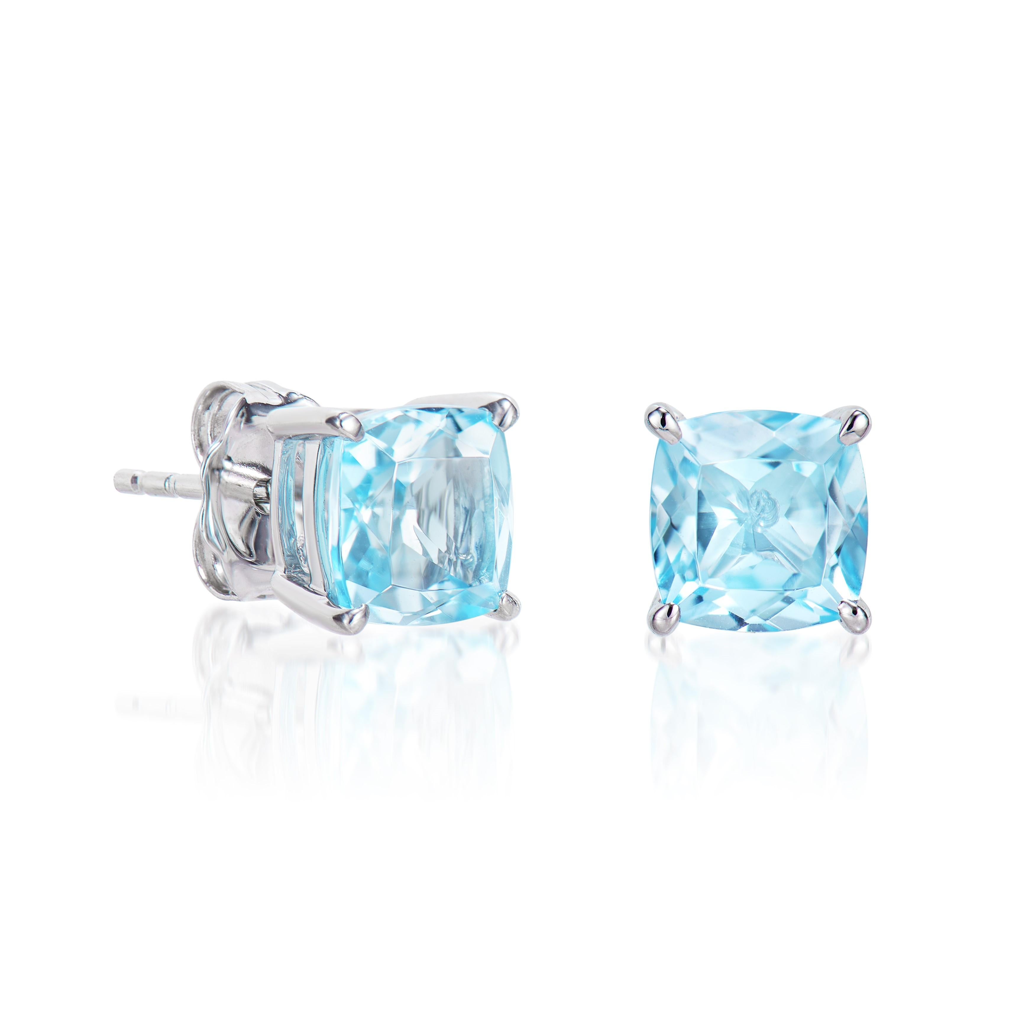 Presented A lovely collection of gems, including Amethyst, Sky Blue Topaz and Swiss Blue Topaz is perfect for people who value quality and want to wear it to any occasion or celebration. The white gold Sky blue topaz Stud Earrings offer a classic