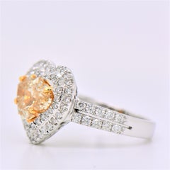 2.61 Carat Fancy Brownish Yellow Heart Shape Cut Diamond Engagement Ring