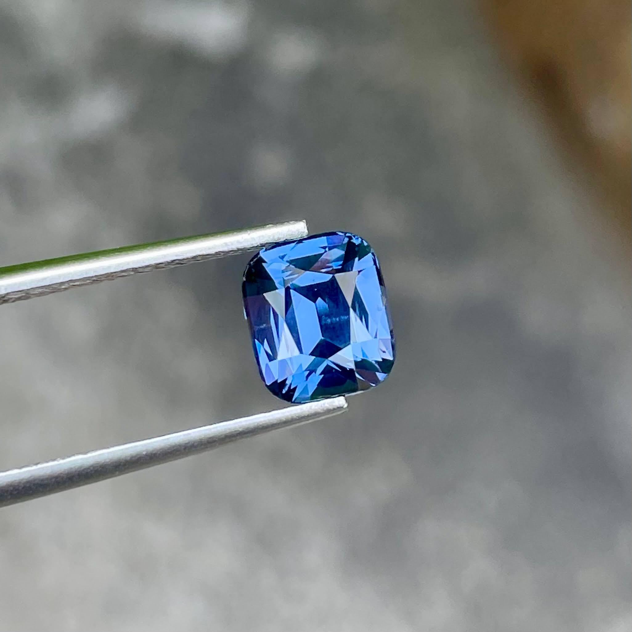 Weight 2.61 carats 
Dimensions 7.97x6.94x5.23 mm 
Treatment none 
Origin Tanzania 
Clarity eye clean 
Shape cushion 
Cut fancy cushion 




The 2.61 carats Color Change Violetish Blue Spinel Stone showcases the exquisite beauty of Tanzanian