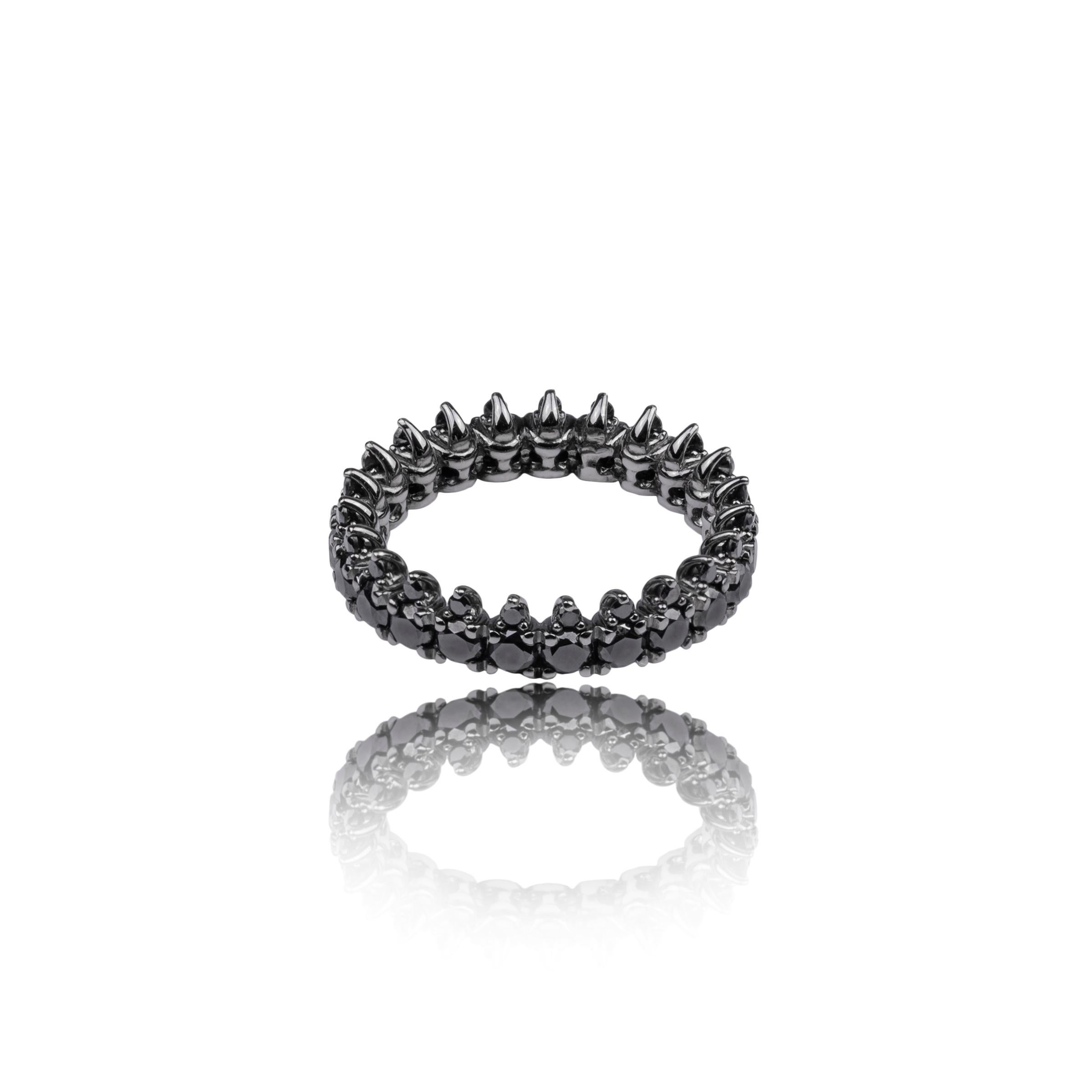 For Sale:  2.61 Ct Black Diamonds and 18k Burnished Gold Eternity Band 4