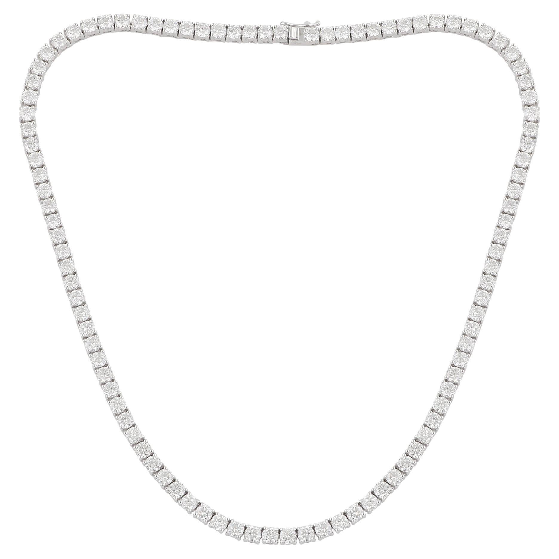 26.10 Carat Diamond Tennis Chain Necklace 14 Karat White Gold Handmade Jewelry
