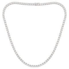 Collar de cadena de tenis con diamantes de 26,10 quilates Oro blanco de 14 quilates Joyería hecha a mano