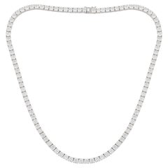 Chaîne collier tennis en or blanc 18 carats avec diamants de 26,10 carats, fabrication artisanale