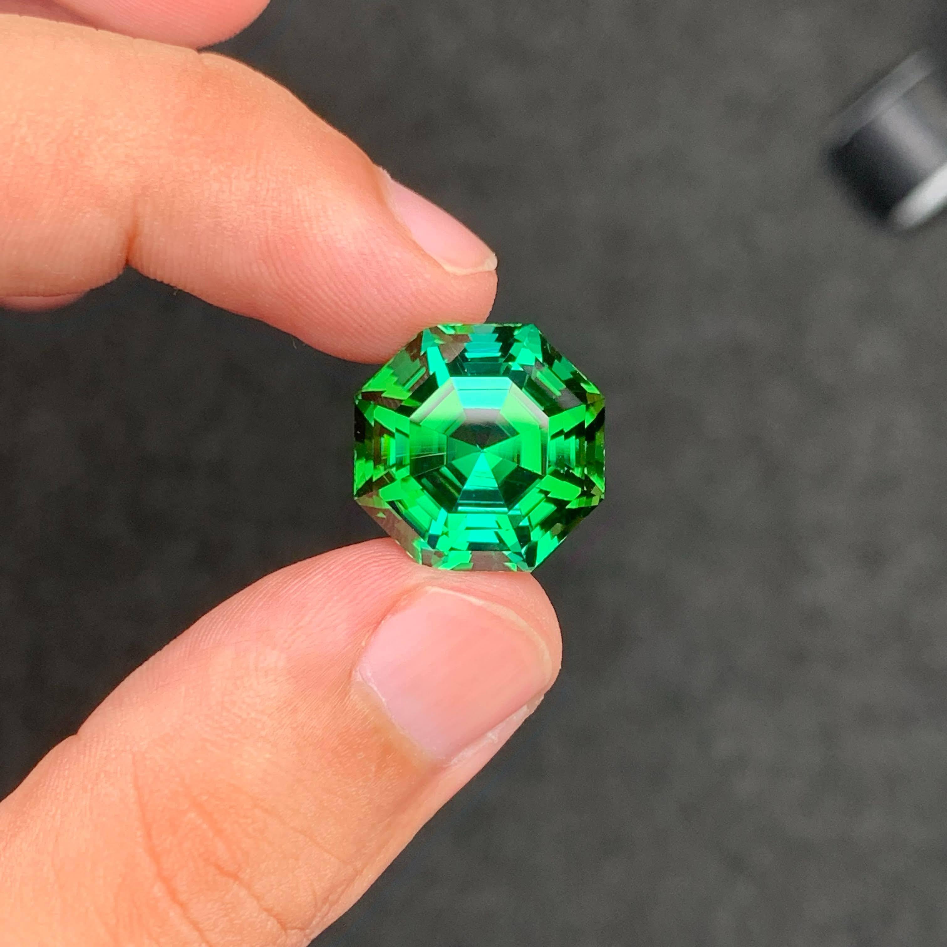 Modern 26.10 Carat Natural Loose Greenish Blue Tourmaline Hexagonal Cut Afghan Gemstone For Sale