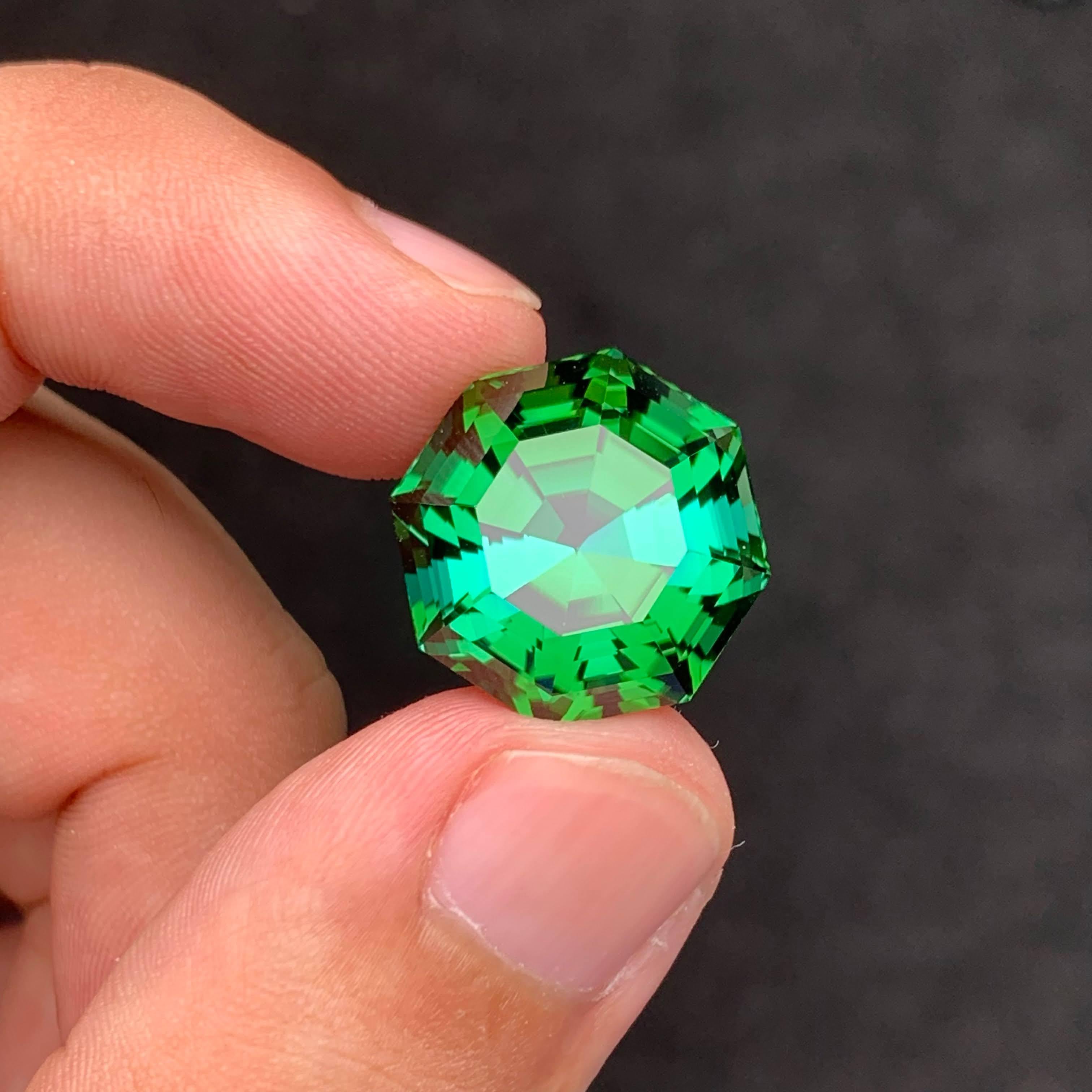 Hexagon Cut 26.10 Carat Natural Loose Greenish Blue Tourmaline Hexagonal Cut Afghan Gemstone For Sale