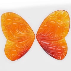 26.10 Carats Carnelian Hand-Carved Butterfly Wings Ring Pendant Brooch