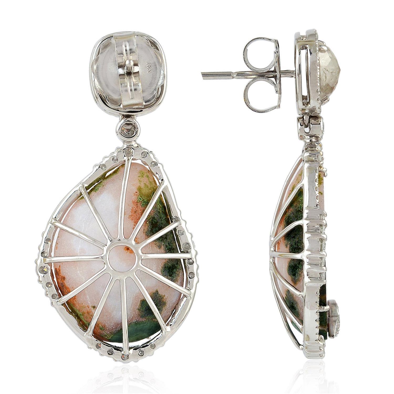 Geode Diamant-Ohrringe aus 18 Karat Weißgold (Moderne) im Angebot