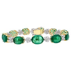 26.190 Cts oval cut Natural emerald diamond bracelet, 18k solid gold