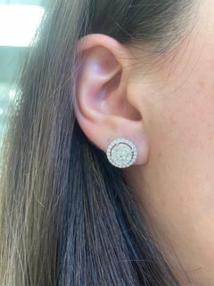 Pendientes de diamantes de 2,61 ct Juego ilusión Oro blanco 18k