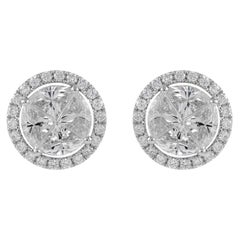 2.61ct Diamond Stud Earrings Illusion Set 18k White Gold