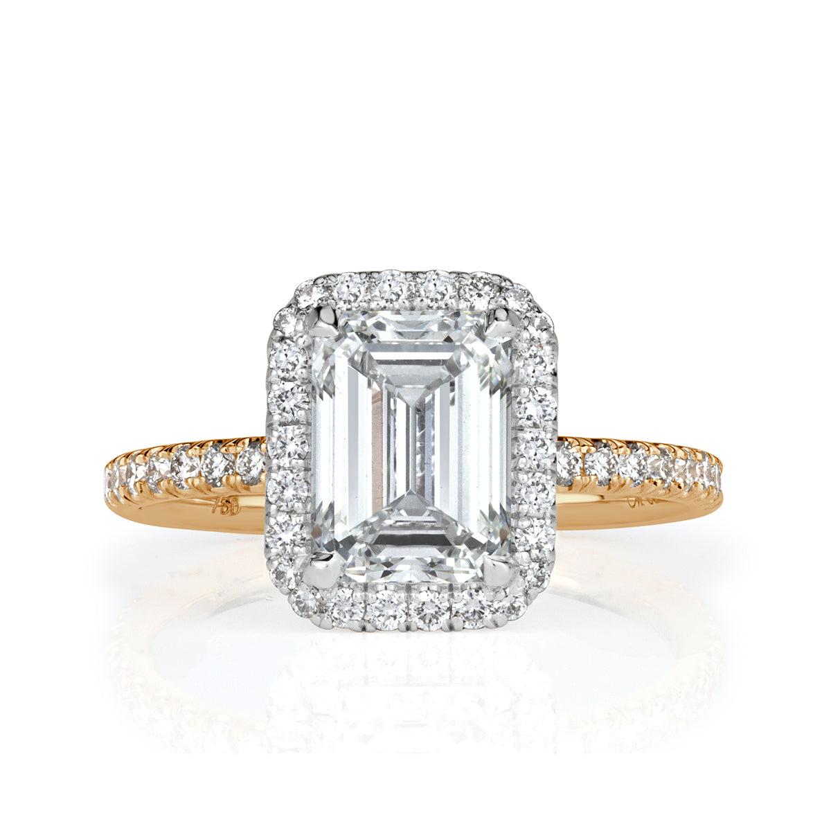 2.61ct Emerald Cut Diamond Engagement Ring For Sale
