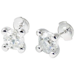 2.61 Carat Round Brilliant Diamond Stud Earrings Gold Contemporary Four-Prong