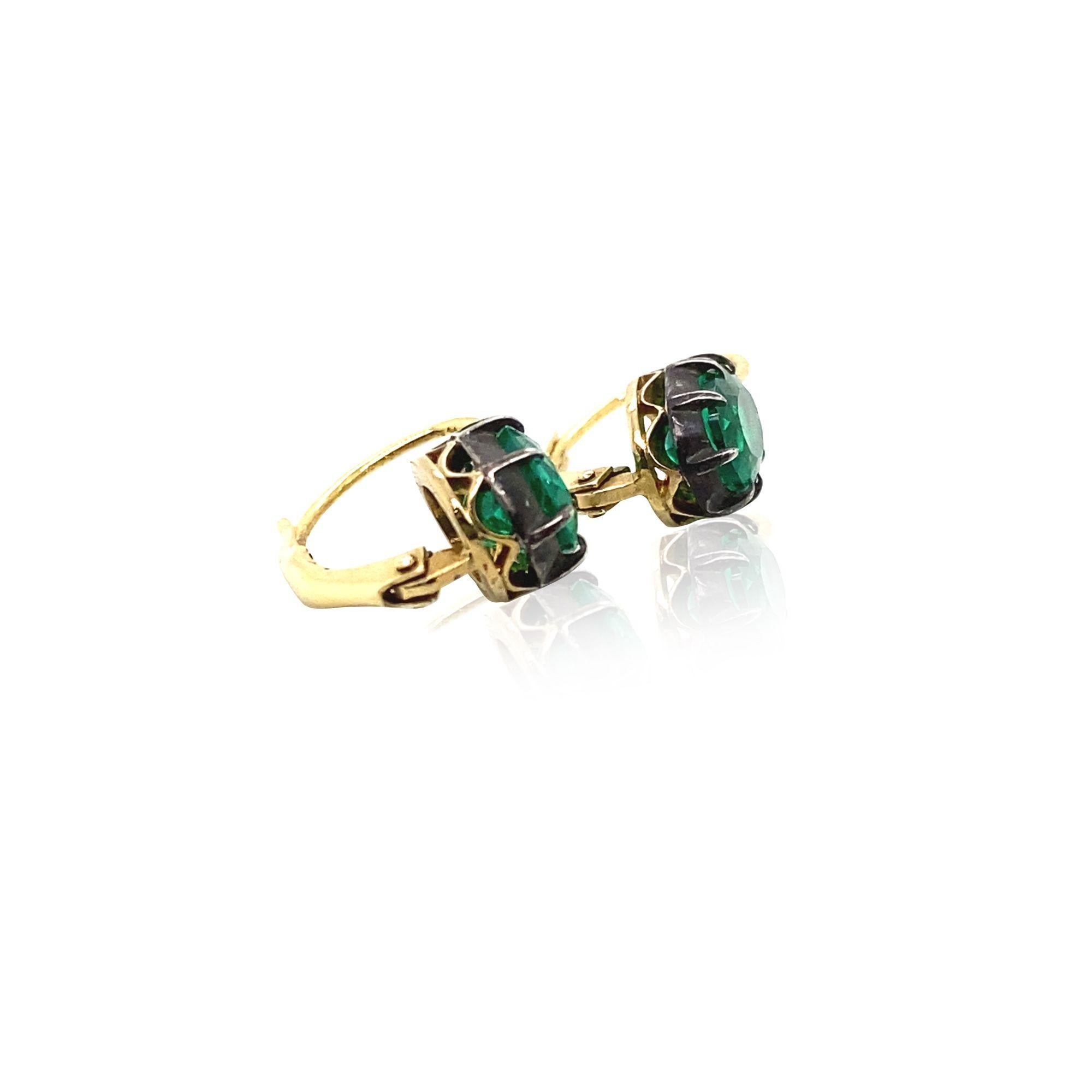 Fred Leighton Colombian Emerald & 18 Karat Yellow Gold Drop Earrings For Sale 2
