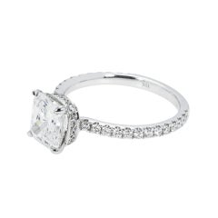2.62 Carat Cushion Diamond Ring Brilliant White 18K White Gold Everyday Royalty