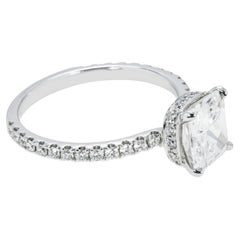 2.62 Carat Cushion Diamond Ring Brilliant White 18K White Gold Everyday Royalty