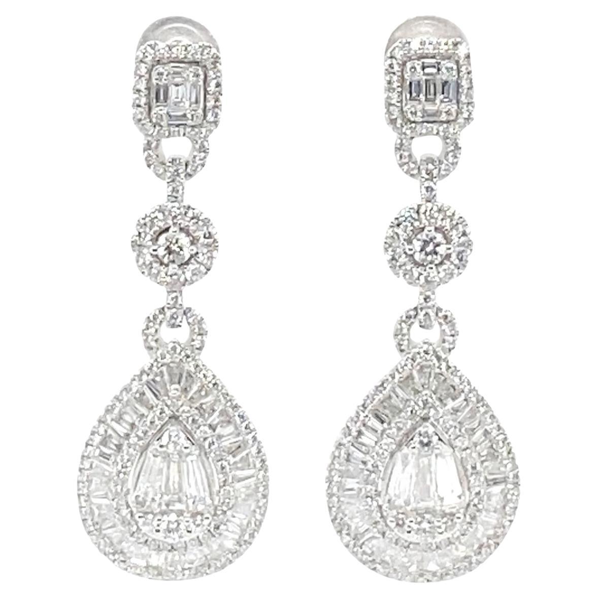 2.62 Carat Diamond Earrings For Sale