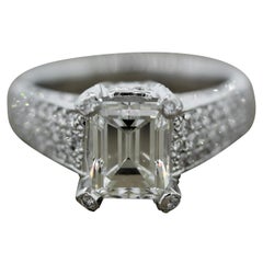 2.62 Carat Emerald Cut Diamond Platinum Ring, GIA Certified