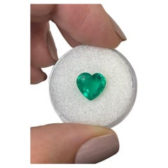 2.62 Carat Heart-Cut Colombian Emerald  Bluish Green Loose Natural Gemstone
