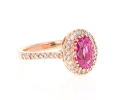 2.62 Carat Natural Pink Diamond Tourmaline 14 Karat Rose Gold Engagement Ring