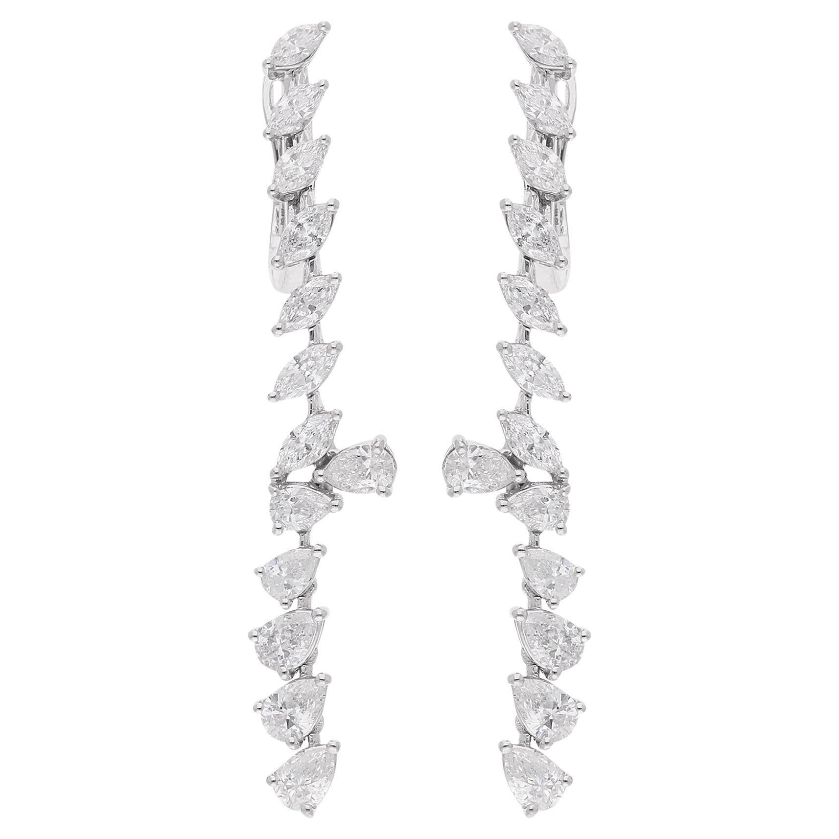 Pendientes de diamantes pera y marquesa de 2,62 quilates Joyería de oro blanco de 18 quilates hecha a mano en venta