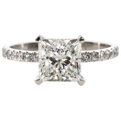 2.62 Carat Princess Cut Diamond Engagement Ring
