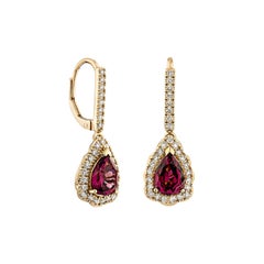 Sunita Nahata 2.62 Carat Rhodolite Drop Earring in 18KRG with White Diamond.