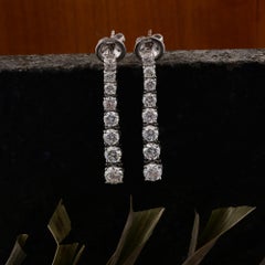 Boucles d'oreilles en diamants gradués de 2,62 carats, pureté SI, couleur HI, en or blanc 18 carats