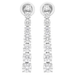 Boucles d'oreilles en diamants gradués de 2,62 carats, pureté SI, couleur HI, en or blanc 18 carats