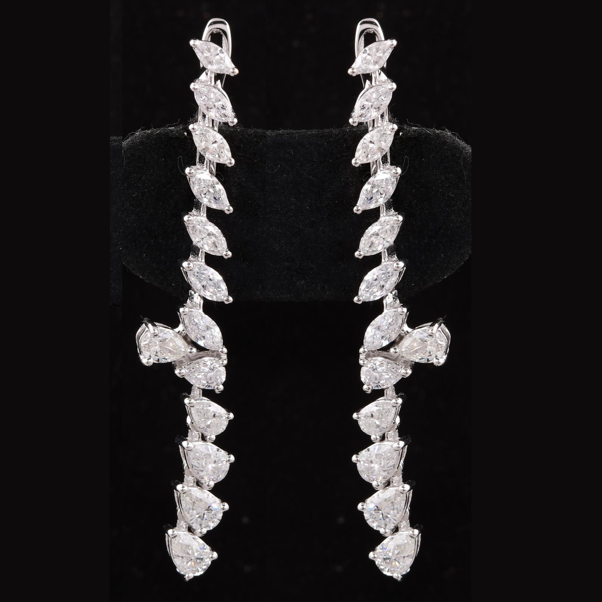 2.62 Karat SI Reinheit HI Farbe Marquise Diamant-Ohrringe 14 Karat Weißgold (Tropfenschliff) im Angebot