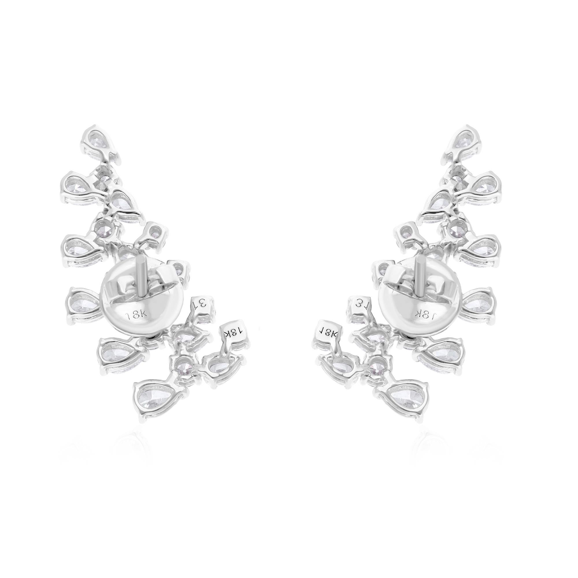 2.62 Karat SI Reinheit HI Farbe Birne & Runder Diamant-Ohrringe 14 Karat Weißgold Damen im Angebot