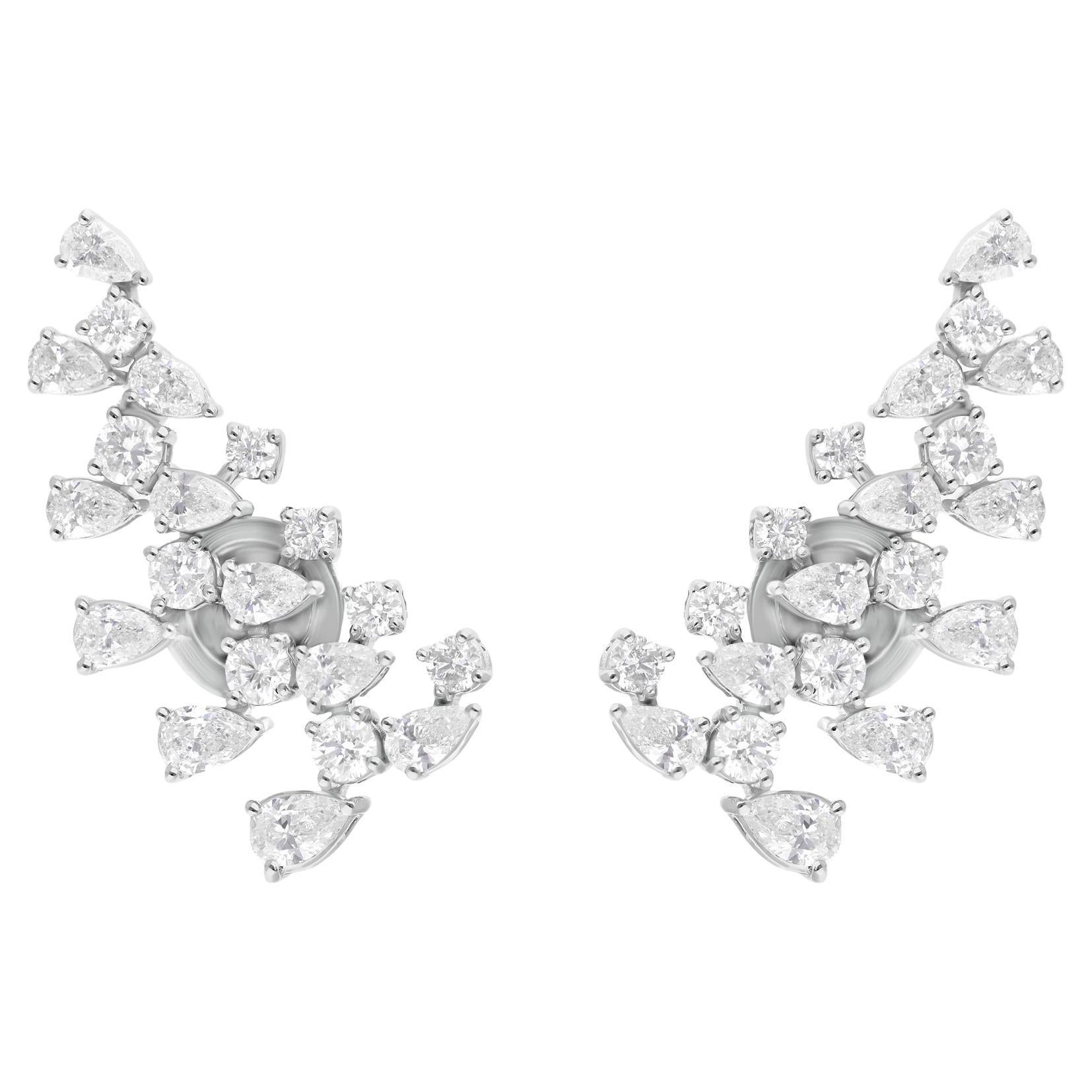 Orecchini con diamanti rotondi e pera da 2,62 carati SI Clarity HI Color Oro bianco 14 carati