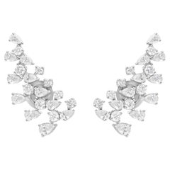 Orecchini con diamanti rotondi e pera da 2,62 carati SI Clarity HI Color Oro bianco 14 carati