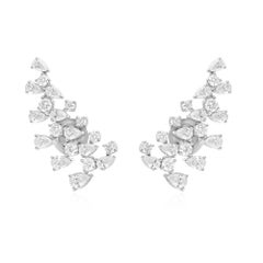 Orecchini con diamanti tondi e pera da 2,62 carati SI Clarity HI Color Oro bianco 18 carati