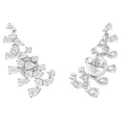 Orecchini con diamanti tondi e pera da 2,62 carati SI Clarity HI Color Oro bianco 18 carati