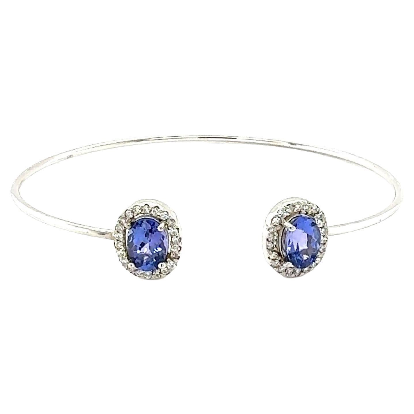 Bracelet manchette en or blanc 2,62 carats Tanzanite Diamant