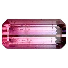 Pierre précieuse afghane tourmaline rose bicolore taille émeraude de 2,62 carats