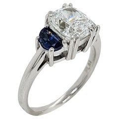 2.62ct D / VS2 Gia Cushion Diamond 3 Stone Platinum Engagement Ring