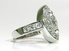 2.62 Diamonds Cluster Ring Marquise and Rounds 14 Karat Halo Deco*