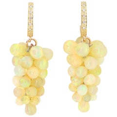 26.20 Carat Opal Briolette and Diamond Grapevine Dangle Earrings